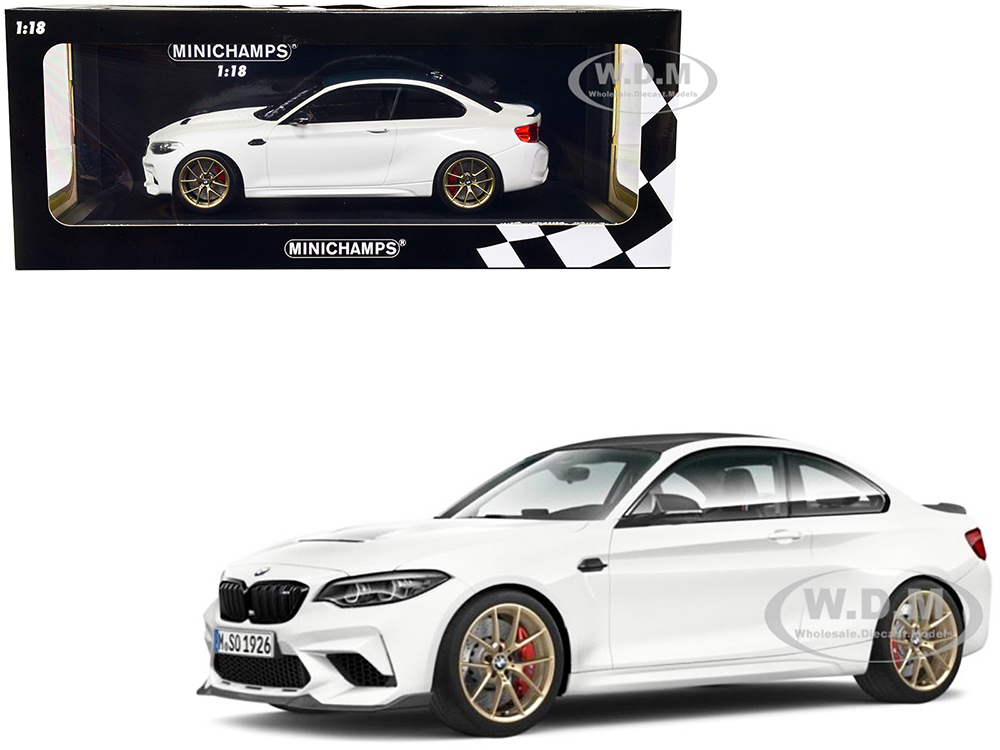 2020 BMW M2 CS White with Carbon Top and Gold Wheels 1/18 Diecast Model Car by Minichamps