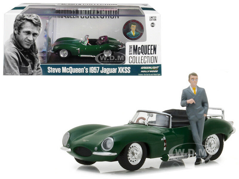 Image of 1957 Jaguar XKSS Convertible Green with Figurine 1/43 Diecast Model Car by Greenlight