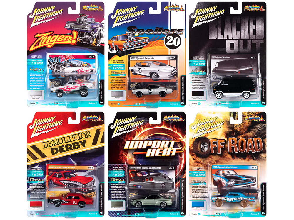 "Street Freaks" 2020 Set B of 6 Cars Release 2 1/64 Diecast Model Cars by Johnny Lightning