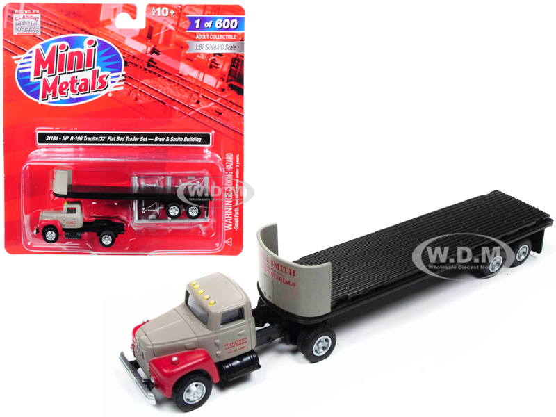 Ih R-190 Tractor Truck With 32 Flatbed Trailer "breir & Smith Building" 1/87 (ho) Scale Model By Classic Metal Works