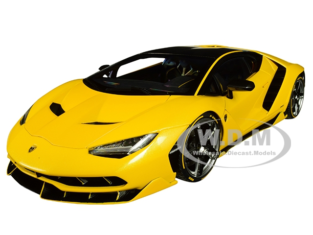 Image of Lamborghini Centenario New Giallo Orion / Metallic Yellow with Carbon Top 1/18 Model Car by Autoart