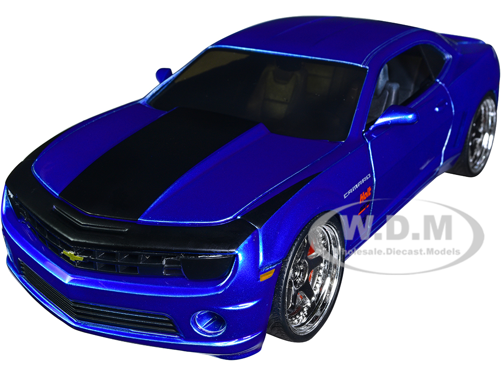 2010 Chevrolet Camaro Candy Blue with Black Hood Bigtime Muscle Series 1/24 Diecast Model Car by Jada