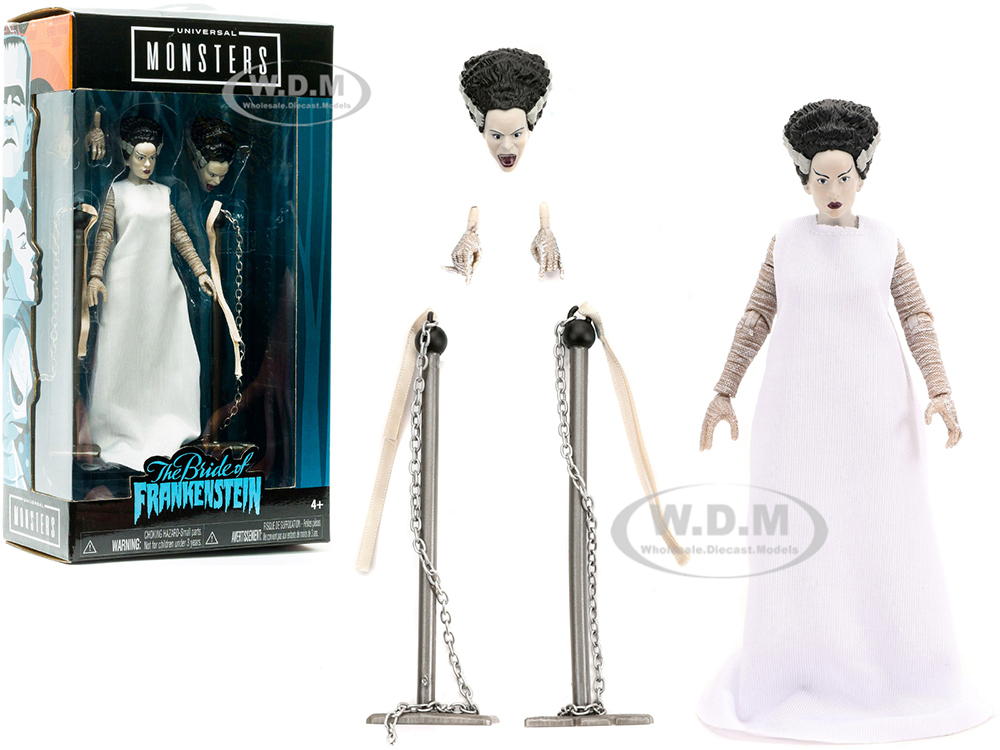 The Bride of Frankenstein 6" Moveable Figurine with Chains and Alternate Head and Hands "Universal Monsters" Series by Jada