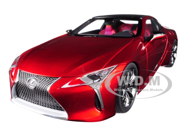 Image of Lexus LC500 Metallic Red with Dark Rose Interior and Carbon Top 1/18 Model Car by Autoart