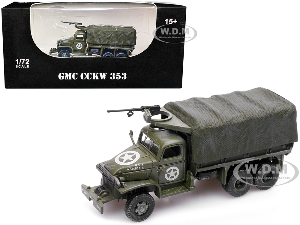 GMC CCKW 353 Truck With Mounted Gun Olive Drab 4734511-S US Army World War II 1/72 Diecast Model by Legion