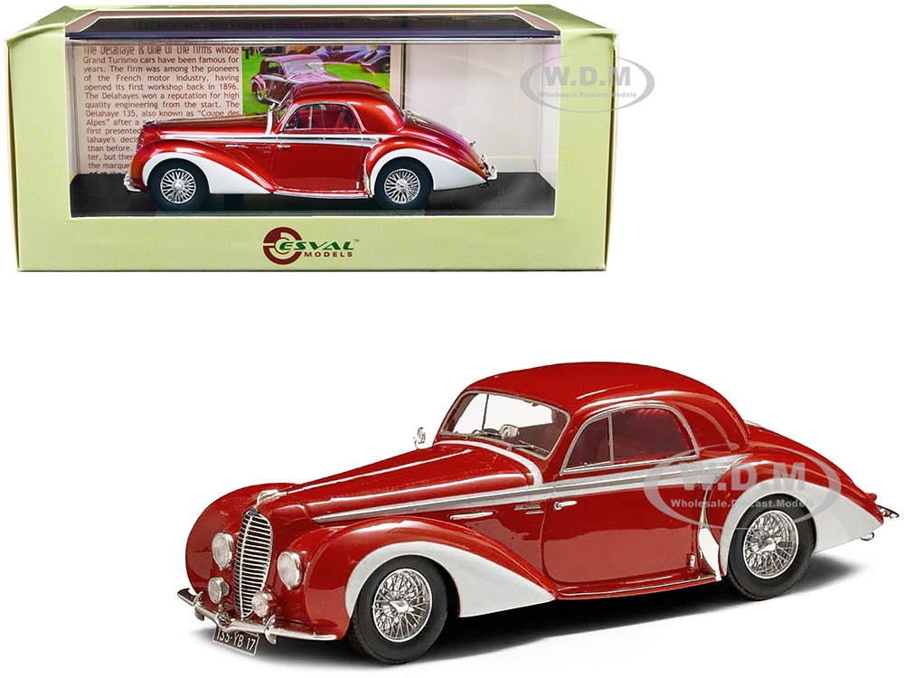 1947 Delahaye 135M Coupe RHD (Right Hand Drive) by Henri Chapron Red Metallic and White with Red Interior Limited Edition to 250 pieces Worldwide 1/4
