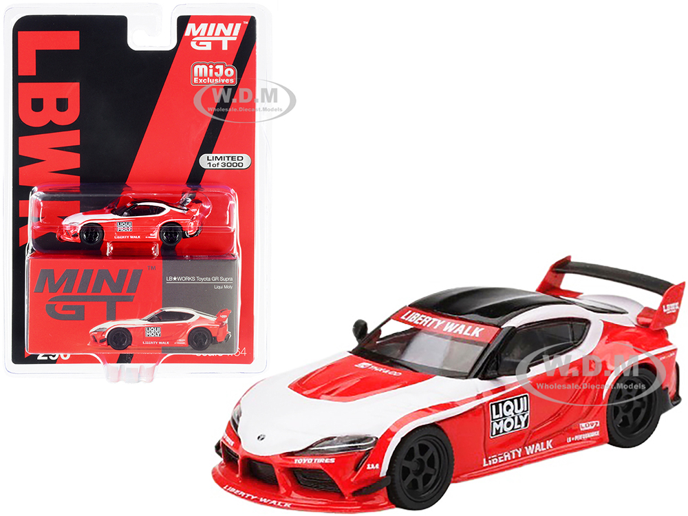 Toyota GR Supra LB WORKS RHD (Right Hand Drive) Liqui Moly Red and White with Black Top Limited Edition to 3000 pieces Worldwide 1/64 Diecast Model Car by True Scale Miniatures