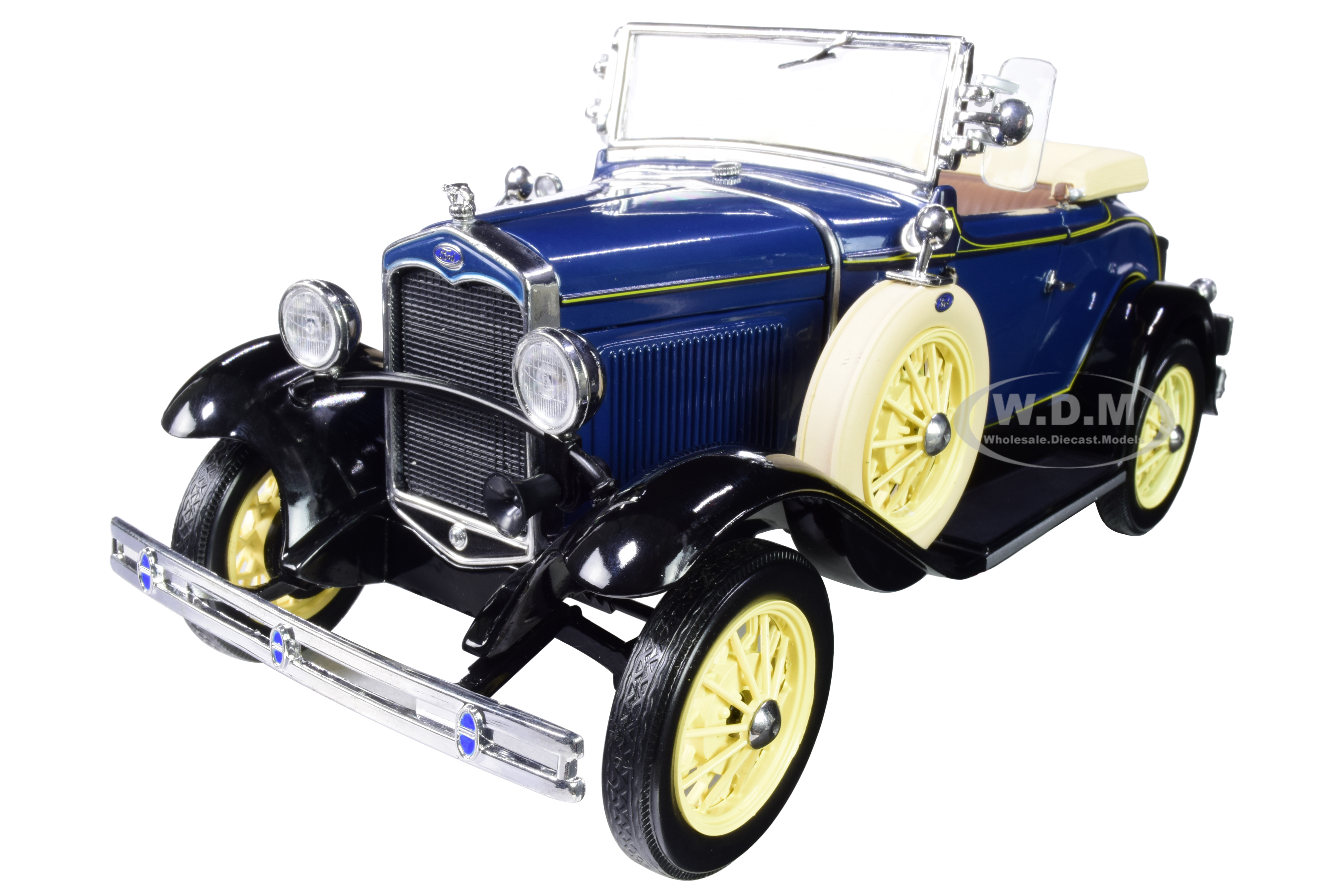 1931 Ford Model A Roadster Riviera Dark Blue 1/18 Diecast Model Car by SunStar