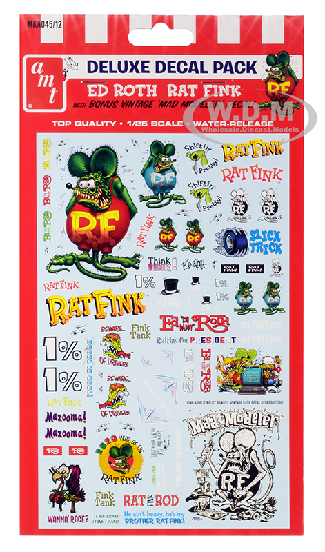 Image of "Ed Roth Rat Fink" Decal Pack for 1/25 Scale Models by AMT
