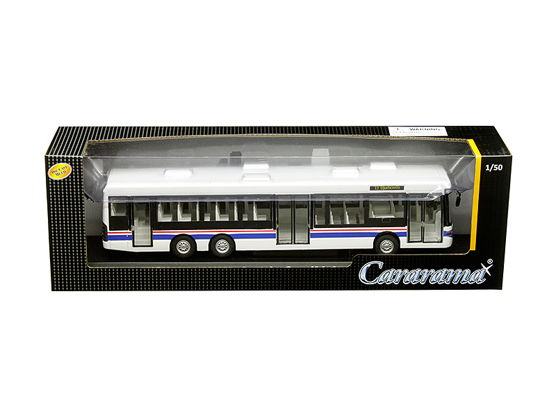 Scania Omnilink Bus White With Blue And Red Stripes 1/50 Diecast Model By Cararama