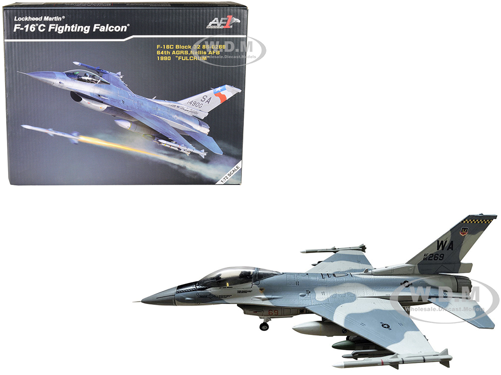 Lockheed Martin F-16C Fighting Falcon Fighter Aircraft "64th AGRS Nellis AFB" United States Air Force (1990) 1/72 Diecast Model by Air Force 1