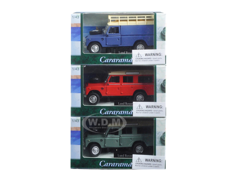 Land Rover 109 Series III 3pc Set RedBlueGreen 1/43 Diecast Model Cars by Cararama