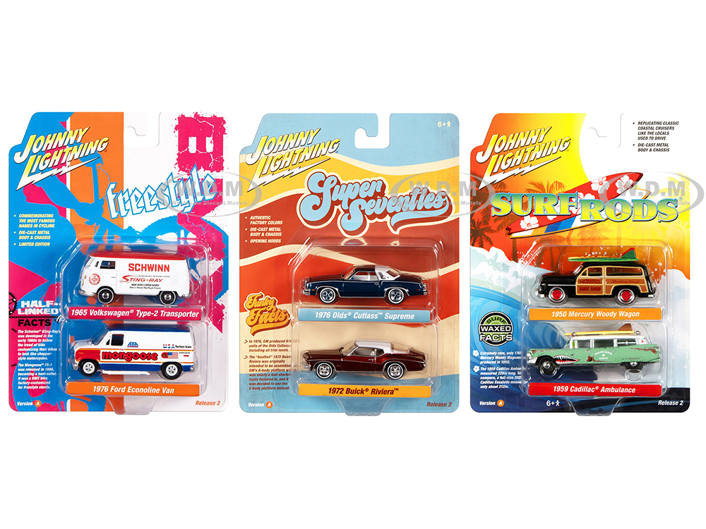 Johnny Lightning "2-Packs" 2023 Set A of 6 pieces Release 2 1/64 Diecast Model Cars by Johnny Lightning
