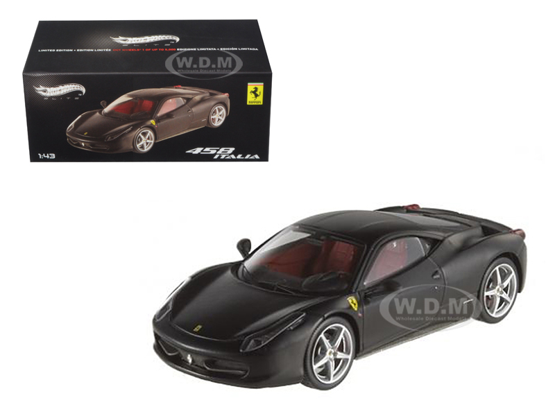 Ferrari 458 Italia Matt Black Elite Edition Limited Edition 1/43 Diecast Model Car by Hotwheels