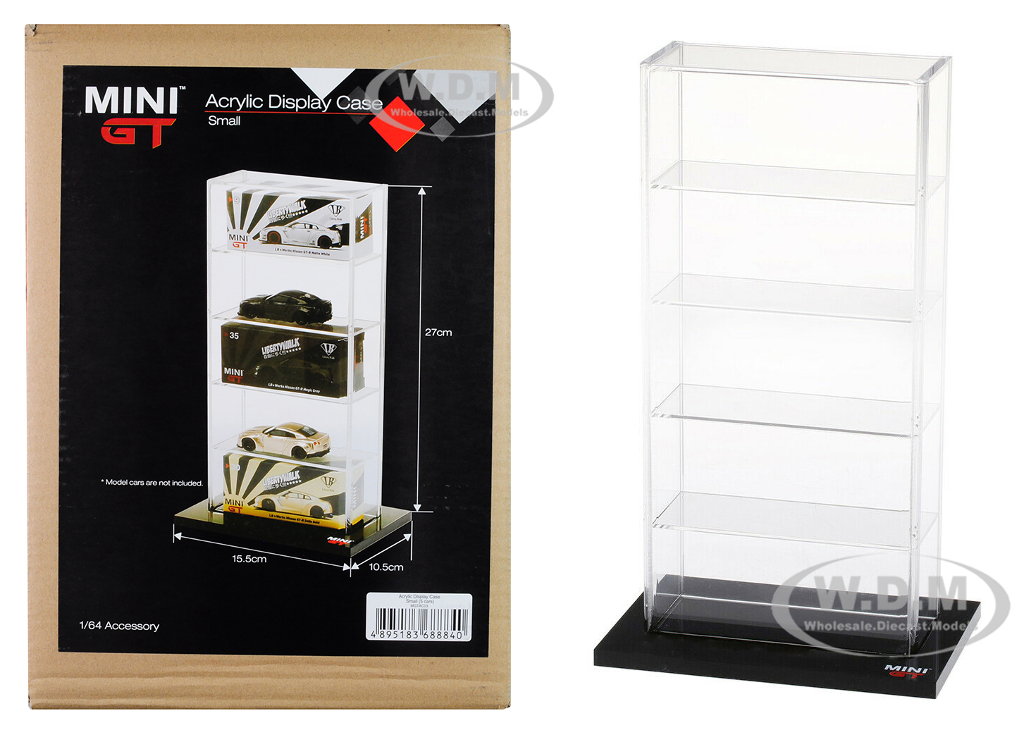 Image of 5 Car Acrylic Display Show Case Small "Mini GT" for 1/64 Scale Model Cars by True Scale Miniatures