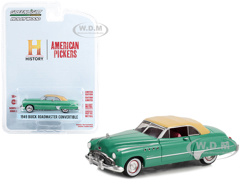 1949 Buick Roadmaster Convertible Green with Tan Soft Top American Pickers (2010-Current) TV Series Hollywood Series Release 37 1/64 Diecast Model Car by Greenlight