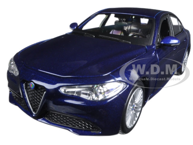 Image of 2016 Alfa Romeo Giulia Dark Blue Metallic 1/24 Diecast Model Car by Bburago