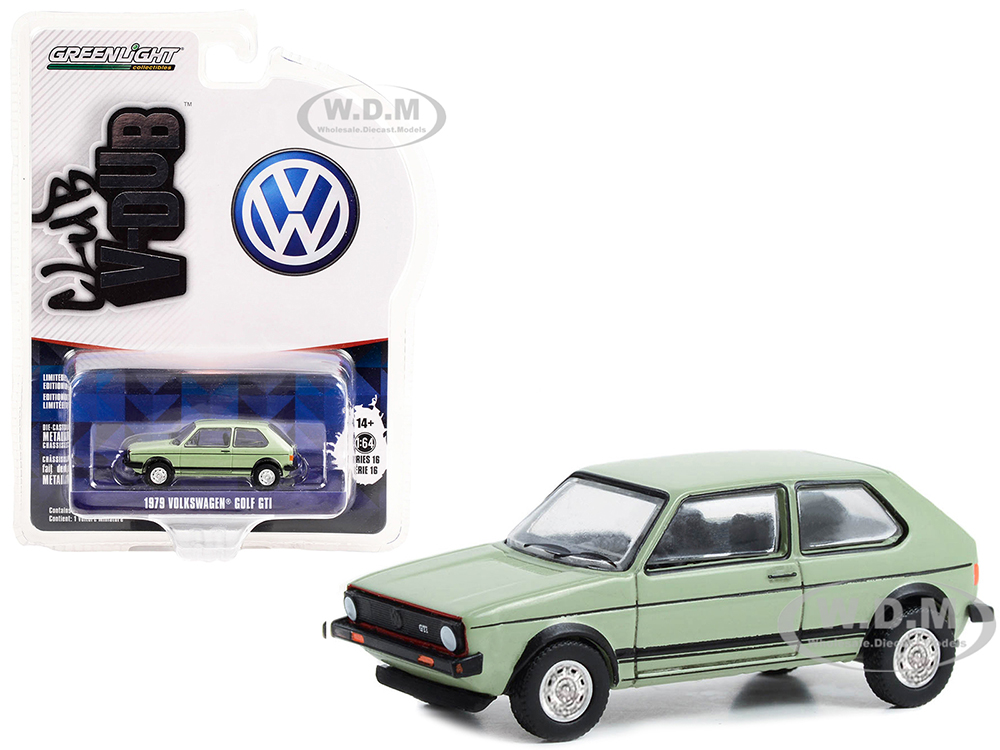 1979 Volkswagen Golf GTI Inari Silver Green "Club Vee V-Dub" Series 16 1/64 Diecast Model Car by Greenlight