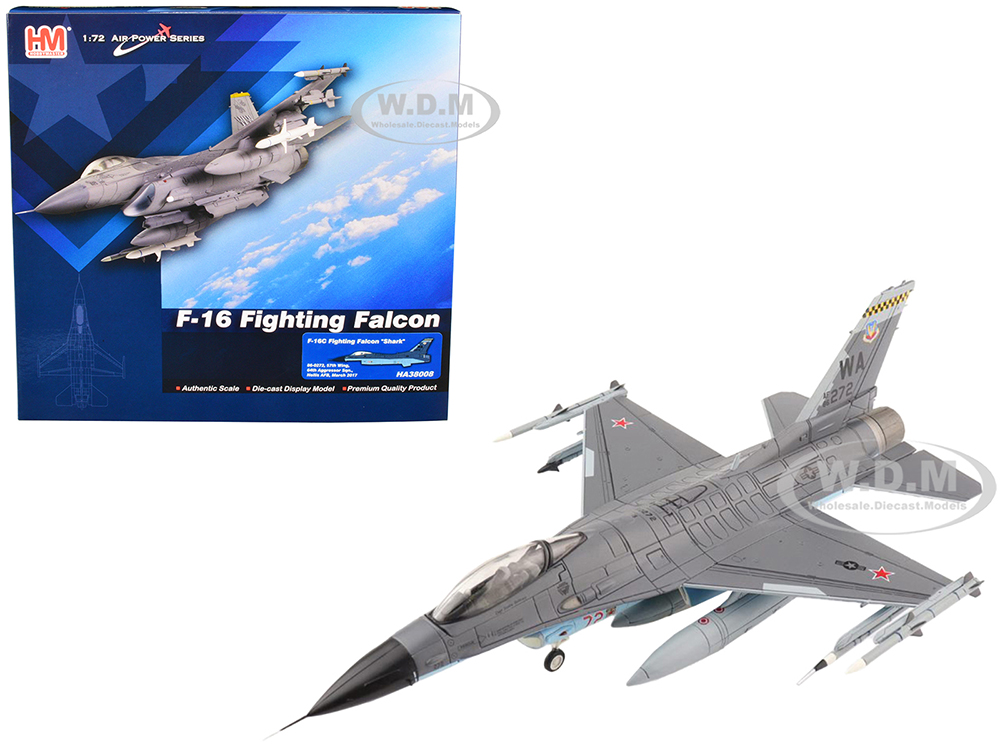 General Dynamics F-16C Fighting Falcon Shark Fighter Aircraft 57th Wing 64th Aggressor Squadron Nellis AFB (March 2017) Air Power Series 1/72 Diecast Model by Hobby Master