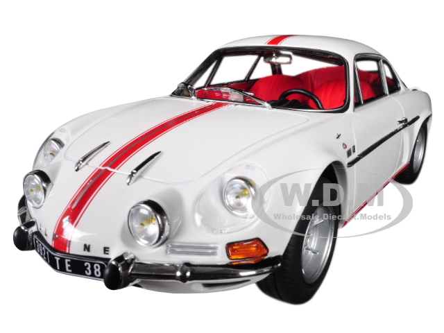 1971 Renault Alpine A110 1600s White With Red Stripes 1/18 Diecast Model Car By Norev