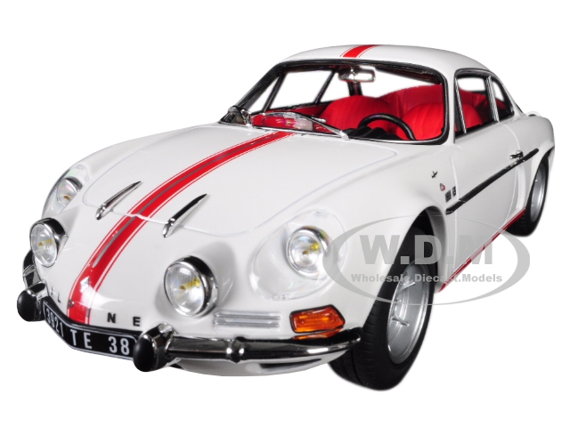 Image of 1971 Renault Alpine A110 1600S White with Red Stripes 1/18 Diecast Model Car by Norev