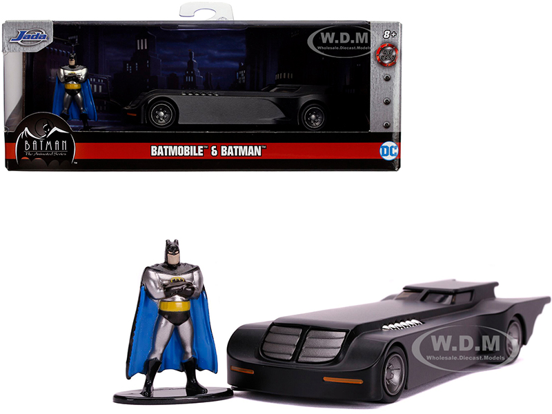 Batmobile with Diecast Batman Figurine "Batman The Animated Series" (1992-1995) TV Series "DC Comics" "Hollywood Rides" Series 1/32 Diecast Model Car
