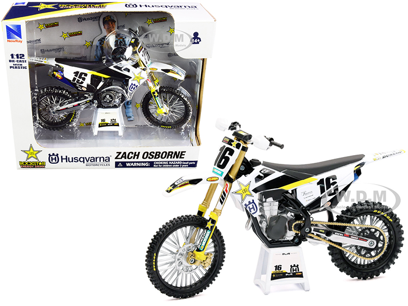Husqvarna FC450 #16 Zach Osborne Rockstar Energy Drink 1/12 Diecast Motorcycle Model by New Ray