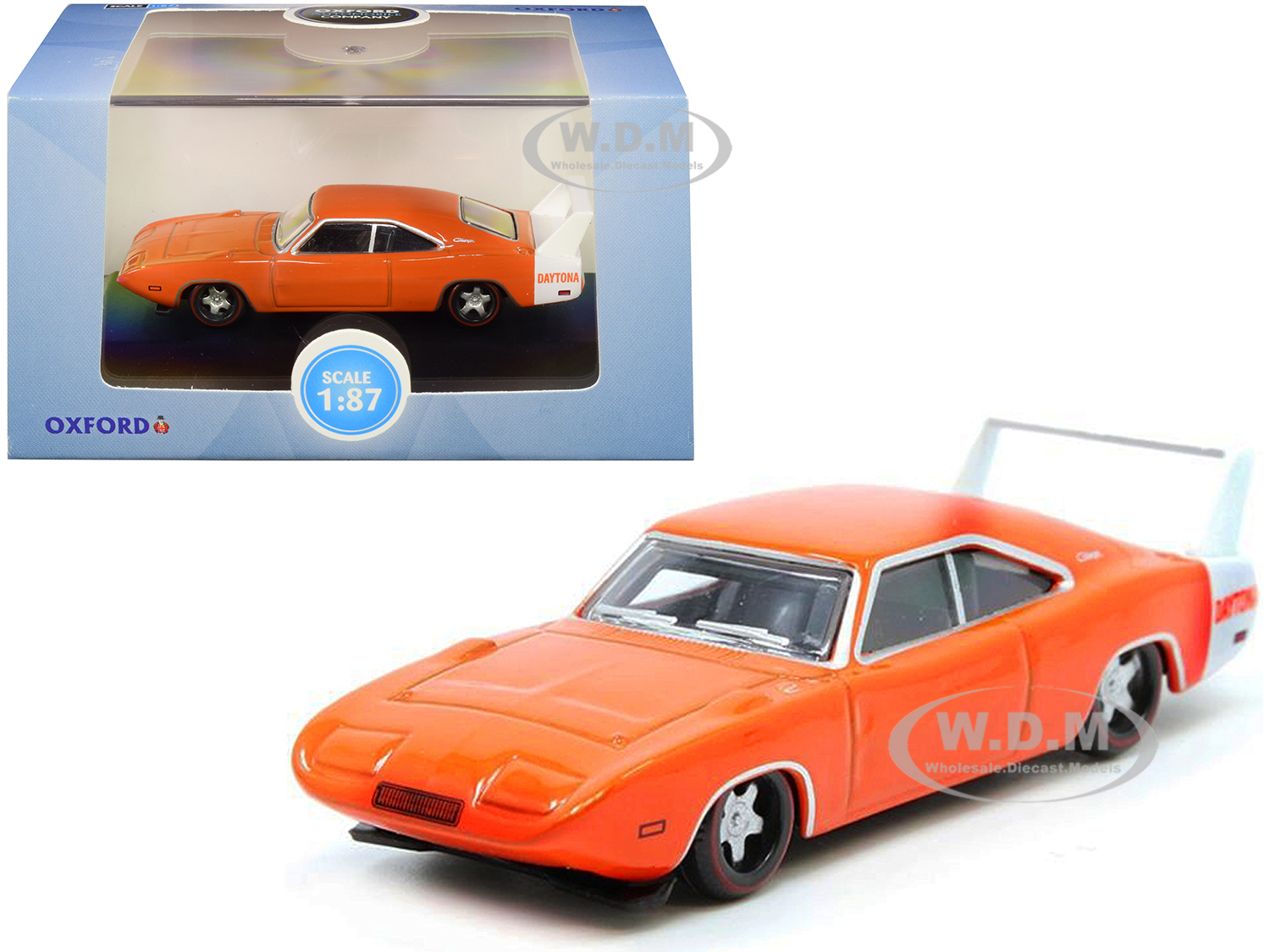1969 Dodge Charger Daytona Orange With White Stripe 1/87 (ho) Scale Diecast Model Car By Oxford Diecast