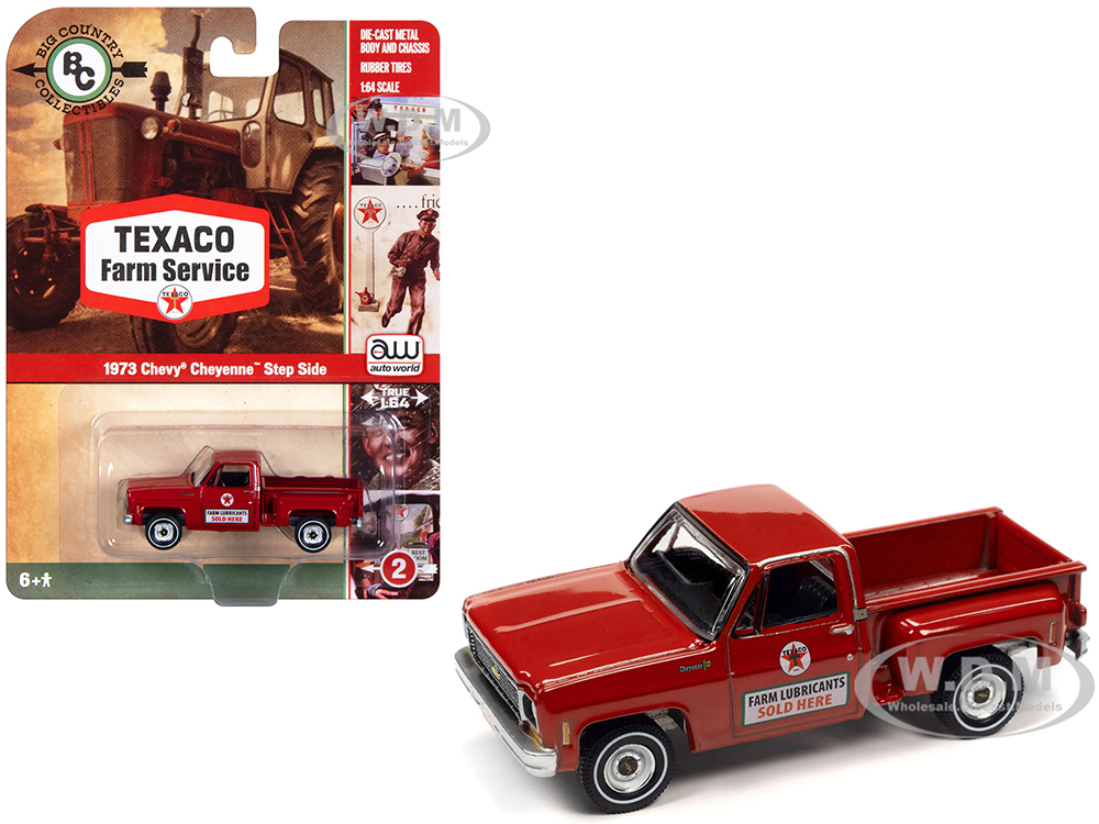 1973 Chevrolet Cheyenne Step Side Pickup Truck Red "Texaco Farm Service" "Big Country Collectibles" 2023 Release 1 1/64 Diecast Model Car by Auto Wor