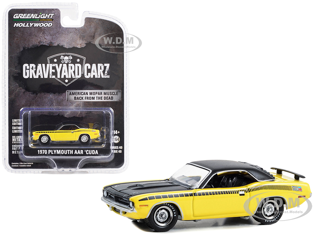 1970 Plymouth AAR Barracuda Yellow with Black Stripes and Top "Graveyard Carz (2012-Current) TV Series "Hollywood Series" Release 40 1/64 Diecast Mod