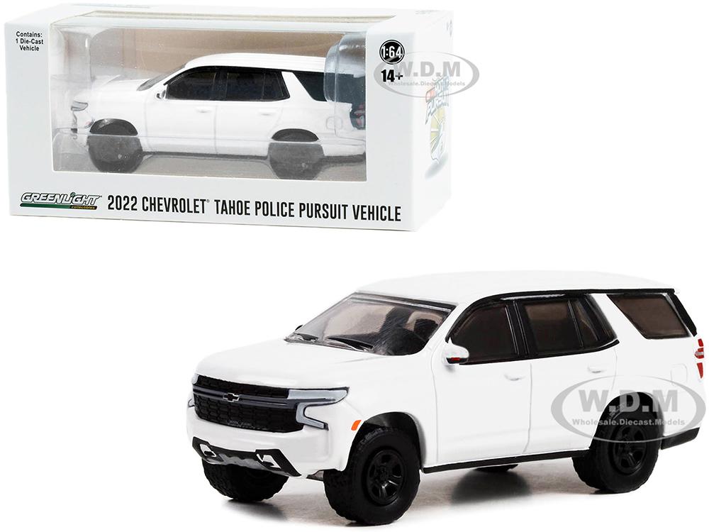 2022 Chevrolet Tahoe Police Pursuit Vehicle (PPV) White Hot Pursuit Hobby Exclusive Series 1/64 Diecast Model Car by Greenlight