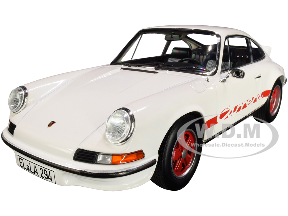 Image of 1973 Porsche Carrera 911 RS Touring White with Red Stripes 1/18 Diecast Model Car by Norev