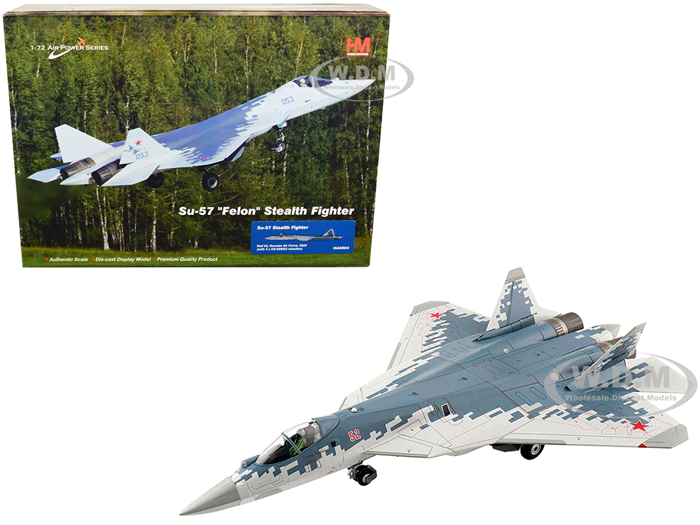 Sukhoi Su-57 Fighter Aircraft "Russian Air Force" (2022) with 4 KH-59MK2 missiles "Air Power Series" 1/72 Diecast Model by Hobby Master