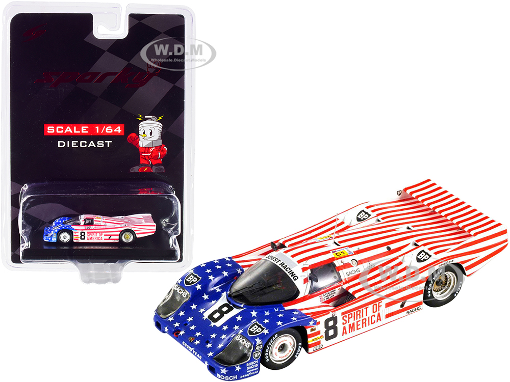 Porsche 956 8 G. Follmer - J. Morton - K. Miller "Spirit of America" 3rd Place 24 Hours of Le Mans (1986) 1/64 Diecast Model Car by Sparky