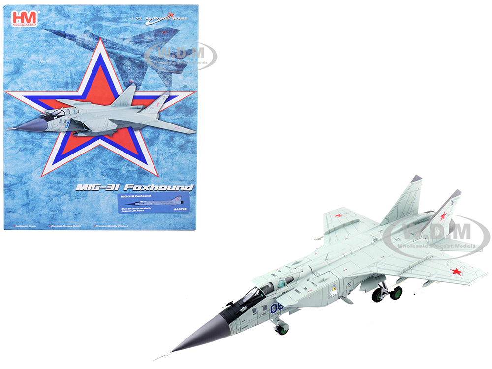 Mikoyan MiG-31B Foxhound Aircraft "Blue 08 Russian Air Force" "Air Power Series" 1/72 Diecast Model by Hobby Master