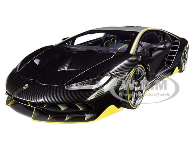 Lamborghini Centenario Clear Carbon With Yellow Accents 1/18 Model Car By Autoart