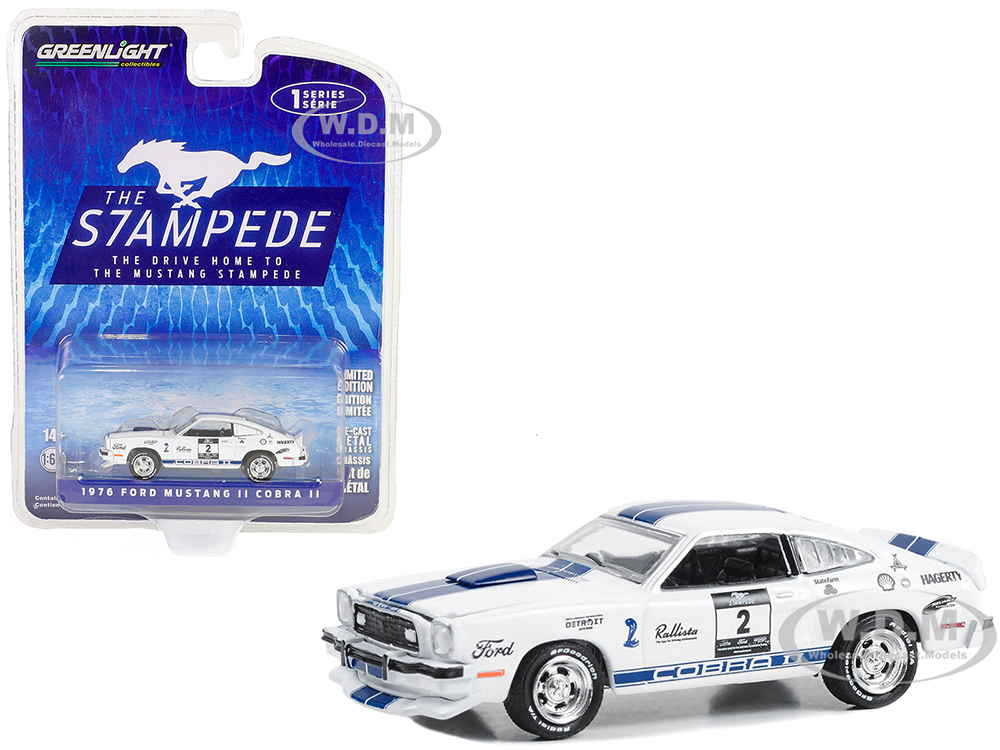 1976 Ford Mustang II Cobra II 2 White with Blue Stripes 