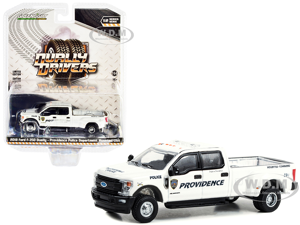 2018 Ford F-350 Dually Pickup Truck White "Providence Police Department Mounted Unit Providence Rhode Island" "Dually Drivers" Series 12 1/64 Diecast