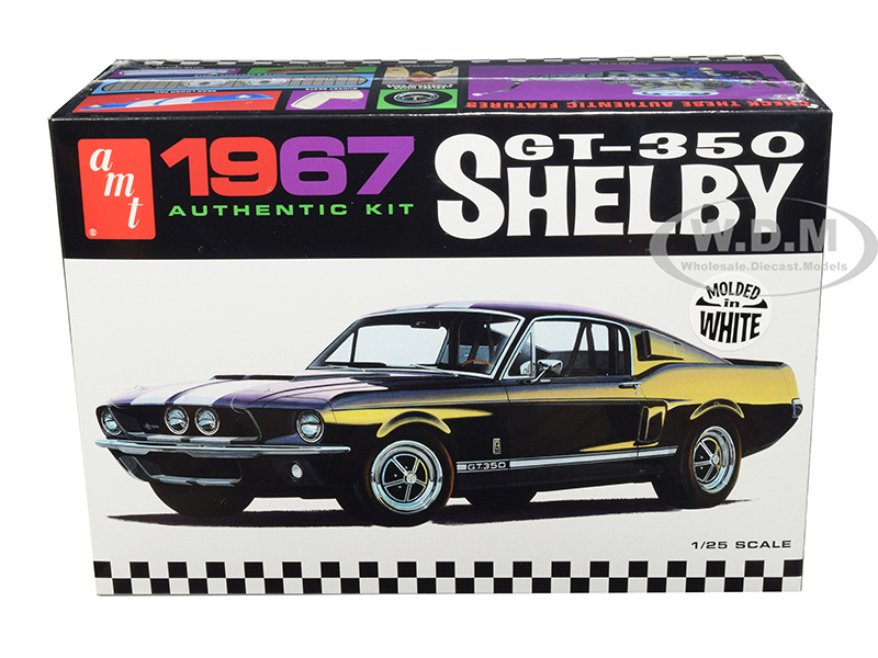 Skill 2 Model Kit 1967 Ford Mustang Shelby GT350 White 1/25 Scale Model by AMT