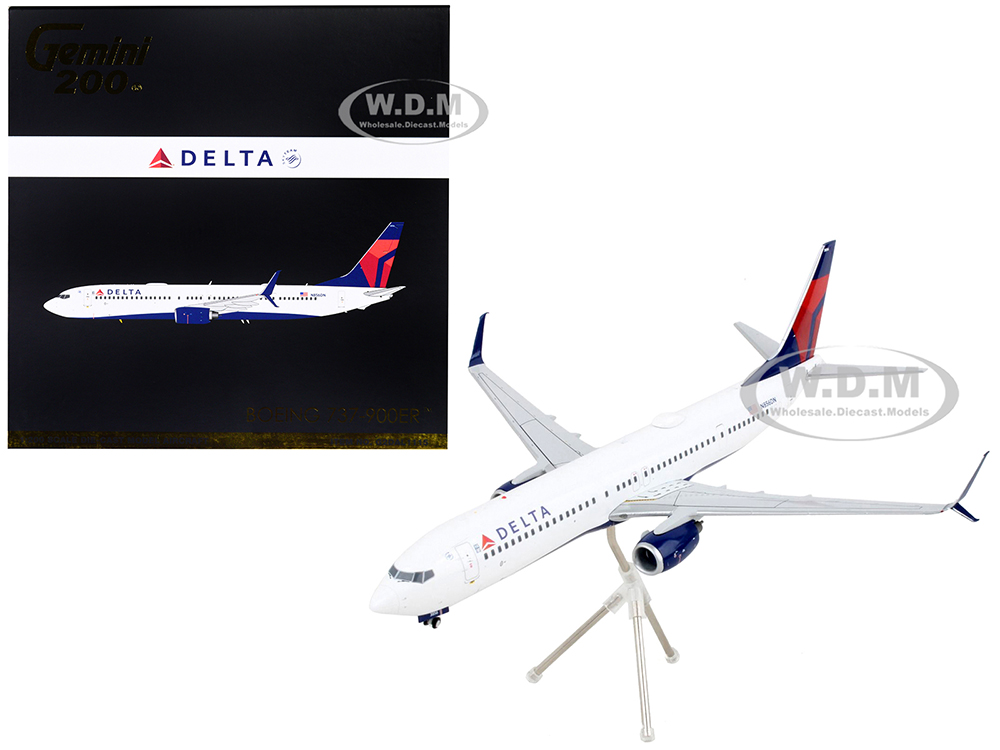 Boeing 737-900ER Commercial Aircraft Delta Air Lines White with Blue and Red Tail Gemini 200 Series 1/200 Diecast Model Airplane by GeminiJets