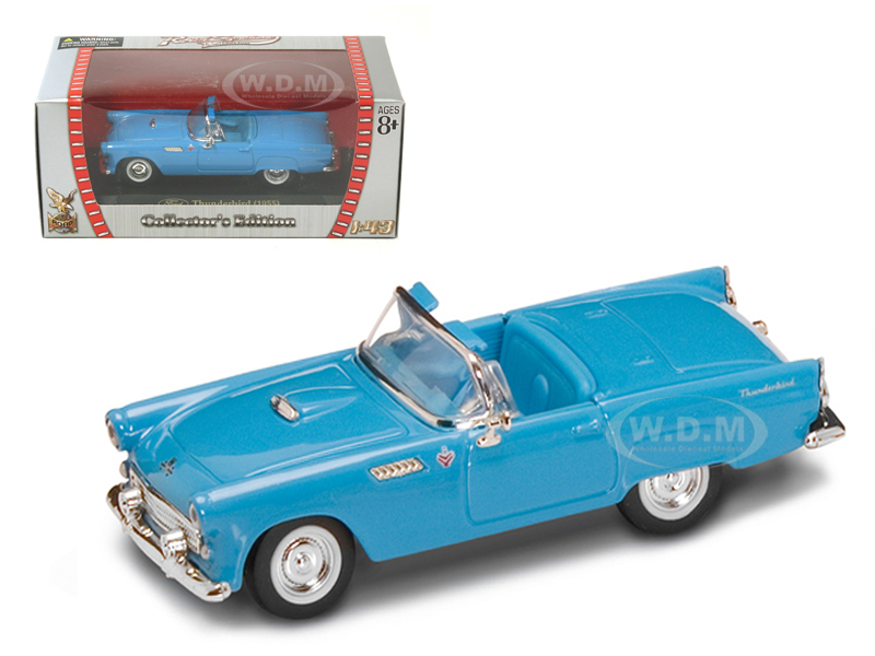 1955 Ford Thunderbird Convertible Blue 1/43 Diecast Model Car by Road Signature
