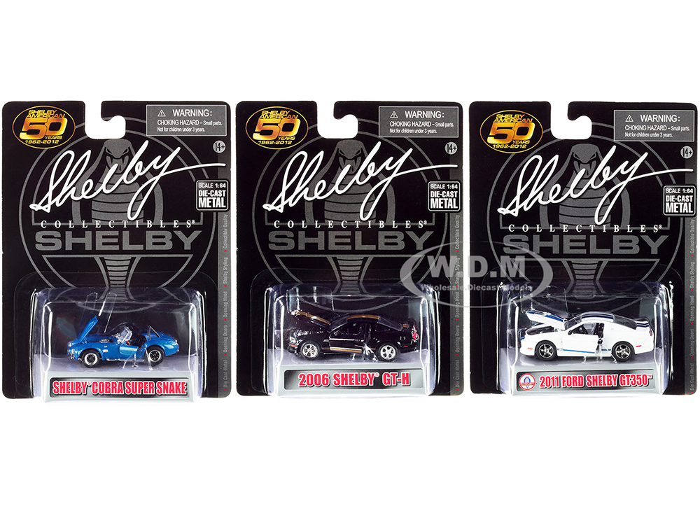 Carroll Shelby 50th Anniversary 3 piece Set 2022 Release 1/64 Diecast Model Cars by Shelby Collectibles