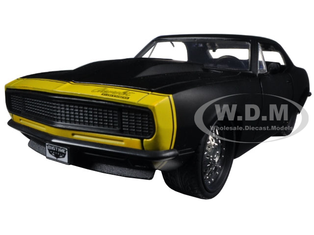 Image of 1967 Chevrolet Camaro Matt Black /Yellow 1/24 Diecast Model Car by Jada