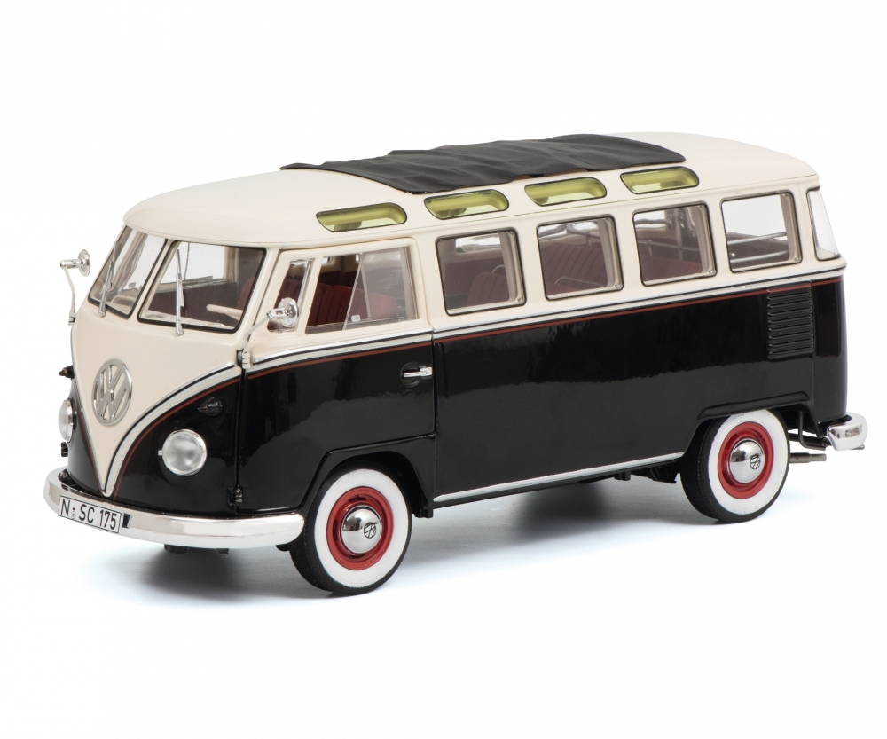1959-1963 Volkswagen T1 Samba Bus Black And White Limited Edition To 1000 Pieces Worldwide 1/18 Diecast Model Car By Schuco