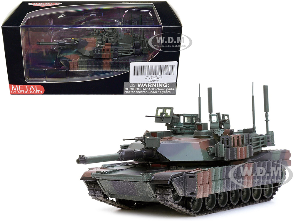 General Dynamics M1A2 Abrams TUSK II MBT (Main Battle Tank) NATO Camouflage "Armor Premium" Series 1/72 Diecast Model by Panzerkampf