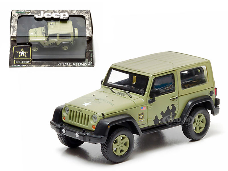 2012 Jeep Wrangler U.s. Army Hard Top Light Green With Display Showcase 1/43 Diecast Model By Greenlight