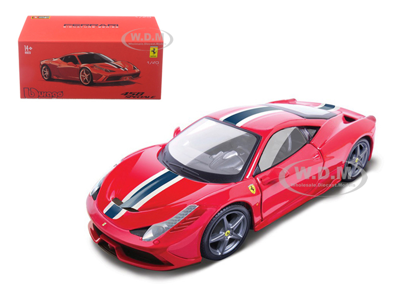 Ferrari 458 Speciale Red with White and Blue Stripes 