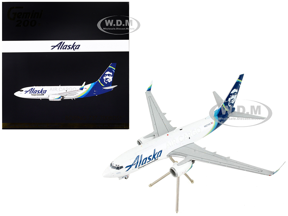 Boeing 737-700BDSF Commercial Aircraft Alaska Air Cargo White with Blue Tail Gemini 200 Series 1/200 Diecast Model Airplane by GeminiJets