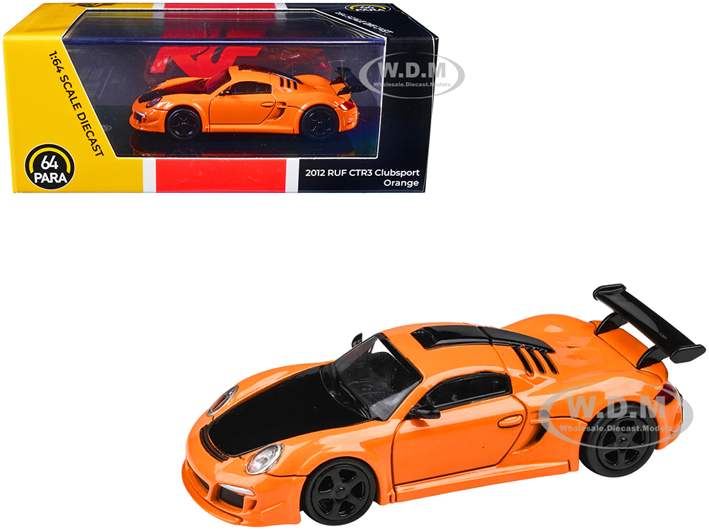 2012 RUF CTR3 Clubsport Orange with Black Hood 1/64 Diecast Model Car by Paragon Models