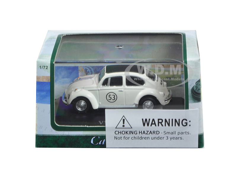 Volkswagen Beetle 53 White In Display Case 1/72 Diecast Model Car By Cararama